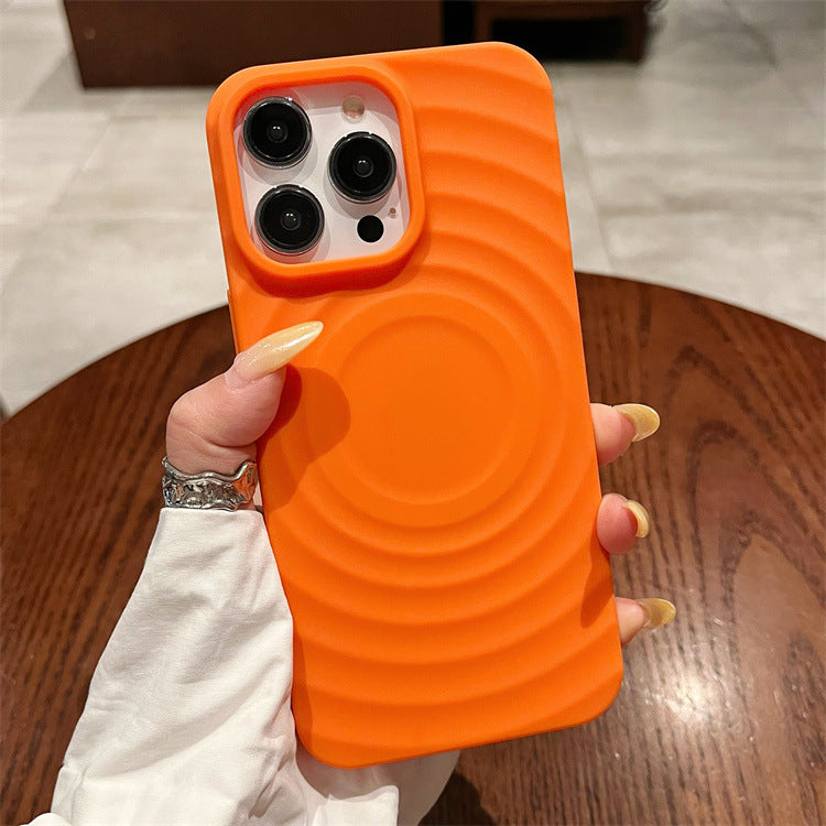 Sun shell suitable for apple 16pro magnetic ring pattern mobile phone case iphone12/15 pure color tpu protective cover