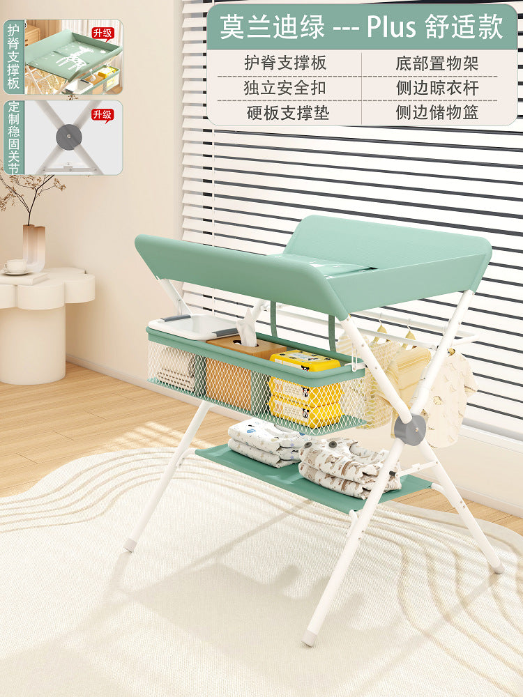 Changing table - foldable multifunctional baby care station for diaper changing, newborn bathing, massage, and touching