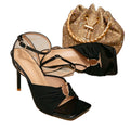 Women's ultra high heel sandals black women's shoes stiletto heel fashion party square toe buckle closure minimalist