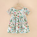 Red flower and green leaf dress