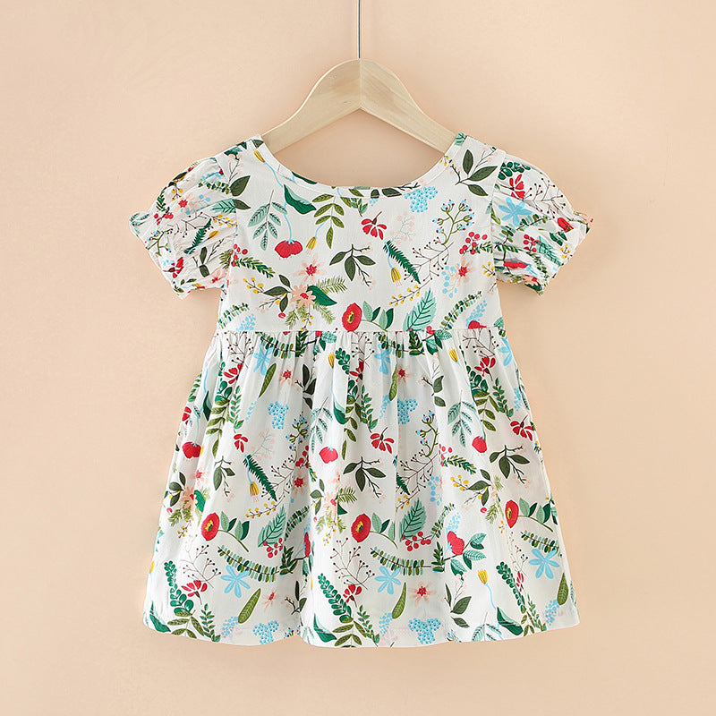 Spring & fallk-style children's clothing for children and girls, floral pastoral cotton baby a-line skirt, children's dress