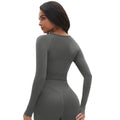 European and american new seamless yoga wear tight-fitting long-sleeve t-shirt breathable sweat-wicking running training fitness top