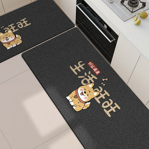 Kitchen floor mat, oil-absorbing and water-absorbing mat, wipeable and no-wash diatom mud floor mat, kitchen foot mat, for home carpet, non-slip floor mat