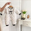 Winter romper chic floral baby clothes infant onesie thickened warm jumpsuit outing romper