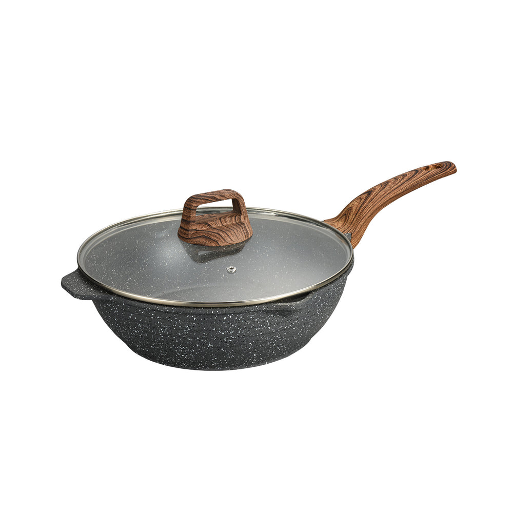 Custom oem aluminum die-cast frying pan, non-stick flat bottom wok for home use, compatible with induction cookers and open flame, universal griddle