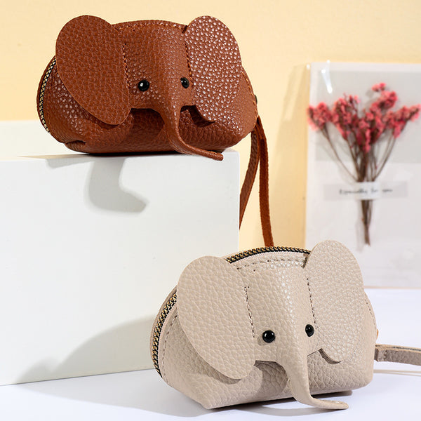 bag pendant, female key, creative card bag, personalized baby elephant zipper, small wallet, solid color change bag, ID card holder.