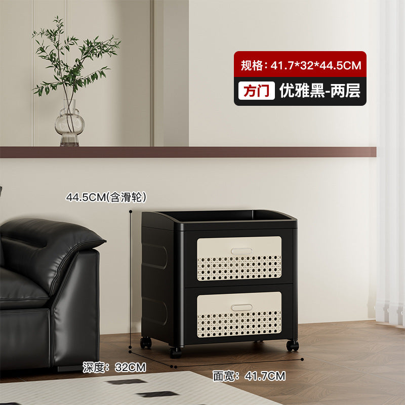 Household trolley foldable storage rack multi-functional finishing box living room bedroom dustproof thickened snack storage cabinet