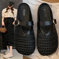 Trendy and versatile closed-toe mules, perfect for wearing out. new 2025 summer collection of breathable, hollow-out flat sandals and slippers for women, available wholesale