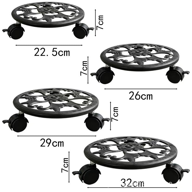 Metal movable flower pot tray iron flower stand roller flower pot base universal wheel movable flower pot stand