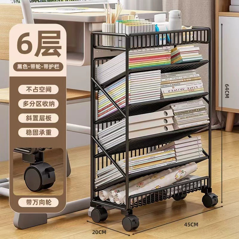 Classroom movable desktop bookshelf student textbook organizer floor storage rack children's home small bookshelf