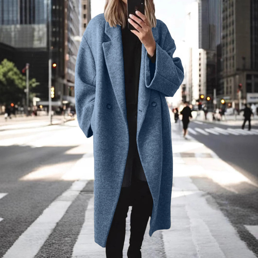 winter cross-border fashion  independent station  women's multi-color multi-size woolen long windbreaker outwear