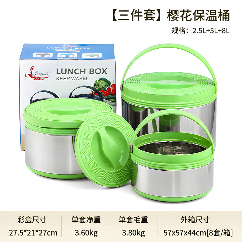 supply of stainless steel insulated buckets, cold and hot food warmers, insulated lunch boxes, portable pots for office workers
