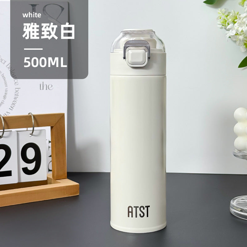 New arrival: stylish 304 stainless steel insulated tumbler - minimalist, portable, perfect for students, men & women. pop-up lid design. wholesale options available for promotional gifts