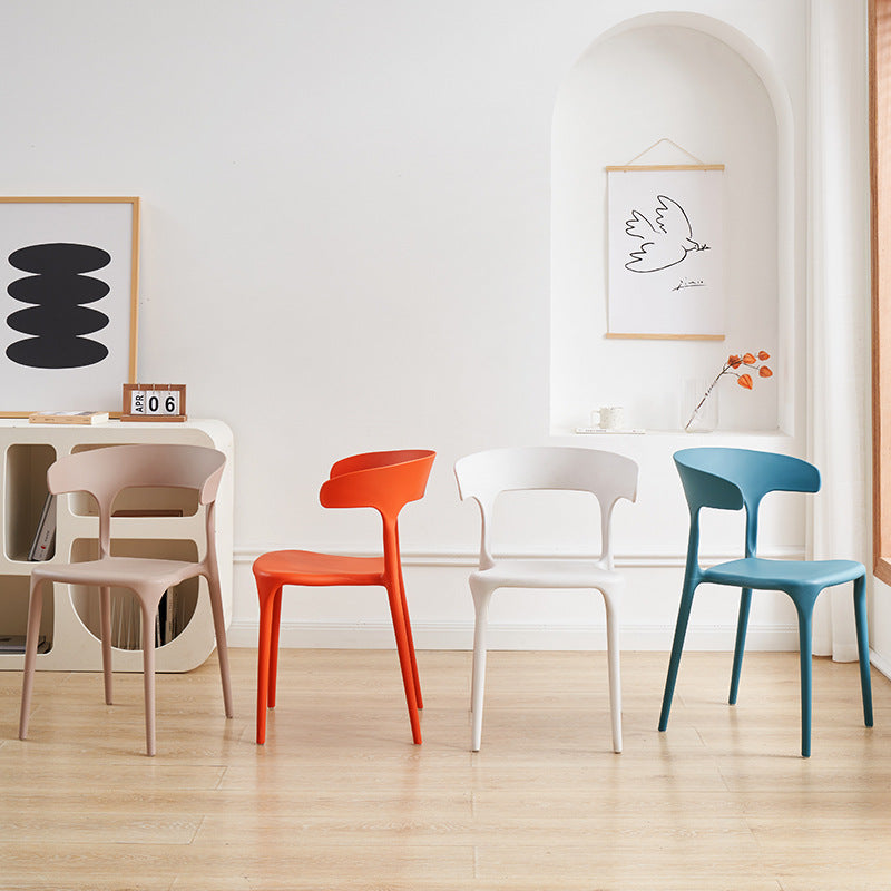 Scandinaviancasual modern thickened plastic chair for home dining table and chairs stackable back chair stool desk horn chair