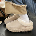 Women's warm cotton slippers - 2024 autumn/winter trendy indoor home thick-soled non-slip fleece-lined warm snow boots