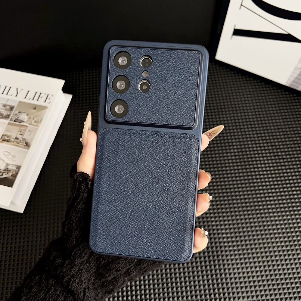 Suitable for samsung s26ultra plain leather mobile phone case small v pattern anti-fall simple cross-border s25 protective cover foreign trade case