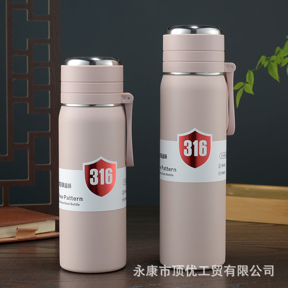 316 handle cup wholesale portable tea cup tea water separation large capacity car water cup full steel lid gift logo