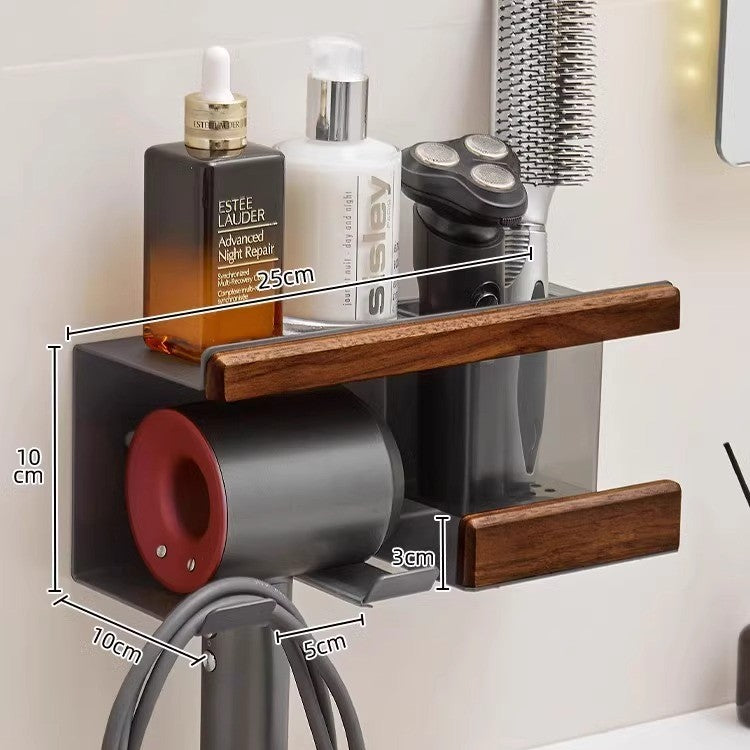 Walnut non-punching electric hair dryer bracket hair dryer wall hanger toilet toilet storage shelf storage artifact