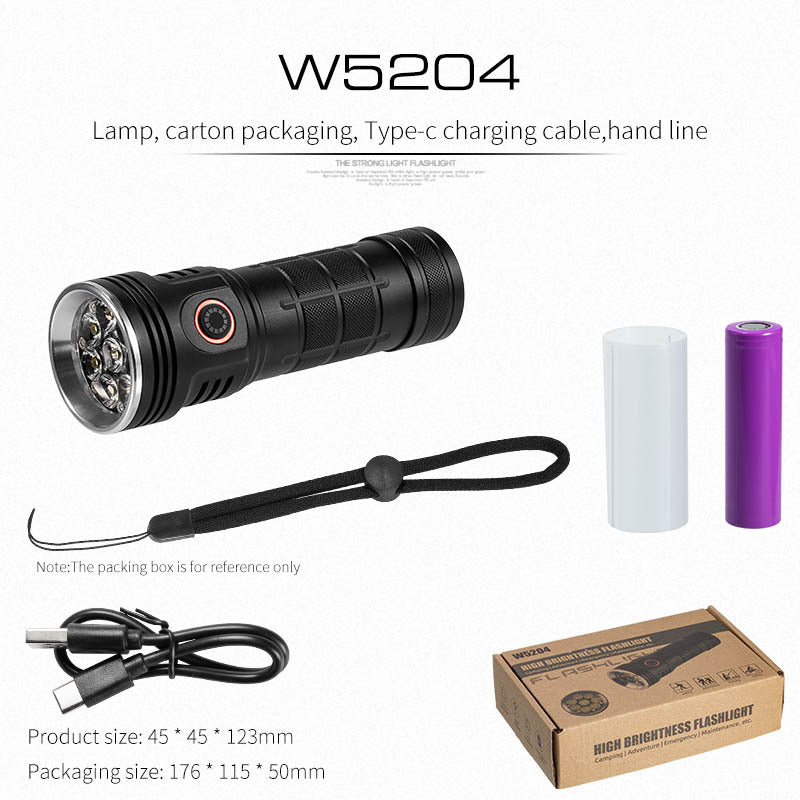 Cross-border new explosive laser cannon strong light flashlight Type-C charging high power high capacity LED flashlight