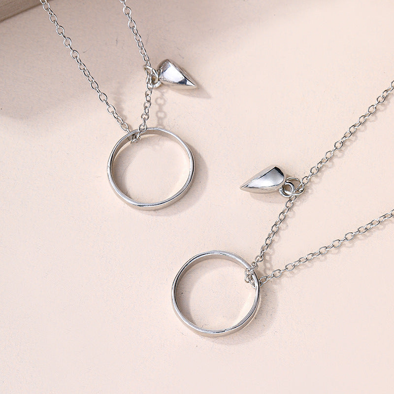 European and american cross-border minimalist double-layer irregular circle necklace, light luxury niche heart patchwork jewelry necklace, couple's style