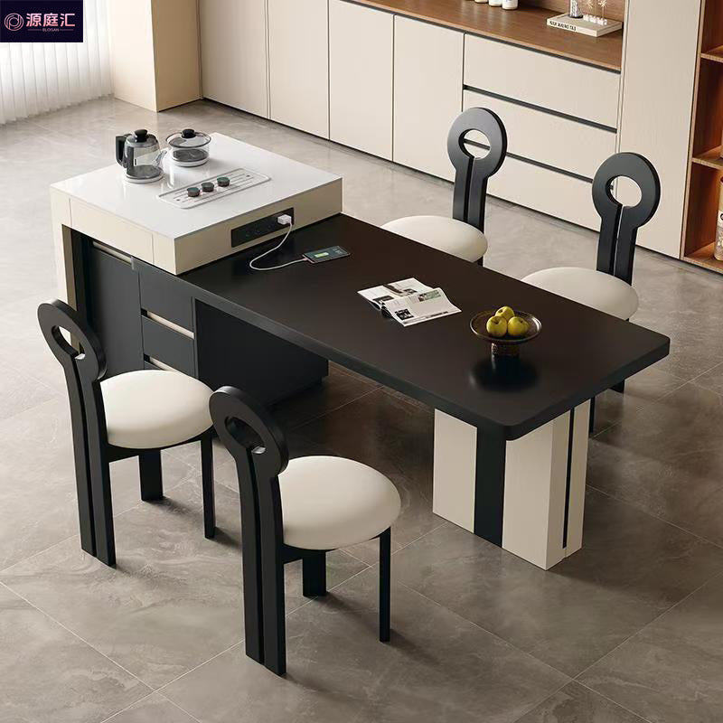 New rock slab island table all-in-one solid wood telescopic tea table small apartment modern for home multifunctional dining table