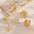 Wholesale starfish ring set - european and american cross-border fashion, trendy floral couple rings, unique high-end niche style rings for women