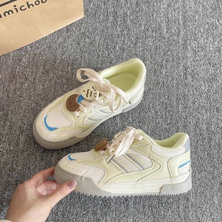 Dopamine platform mesh sneakers - women's 2026 spring/summer hot seller, versatile casual skate shoes, student cartoon athletic shoes