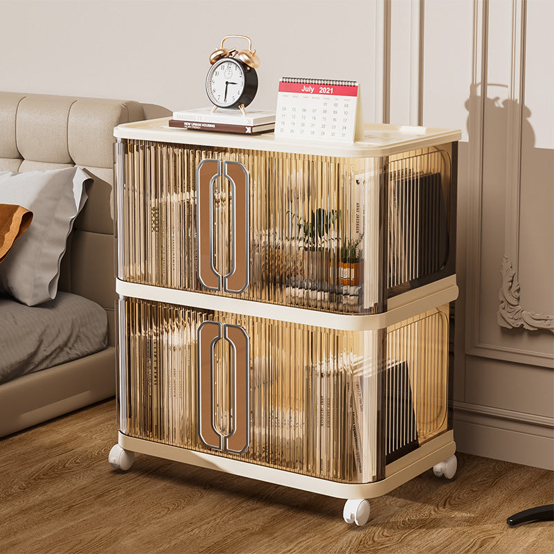 Large capacity cream wind storage cabinet quilt wardrobe free installation folding storage shelf storage box locker