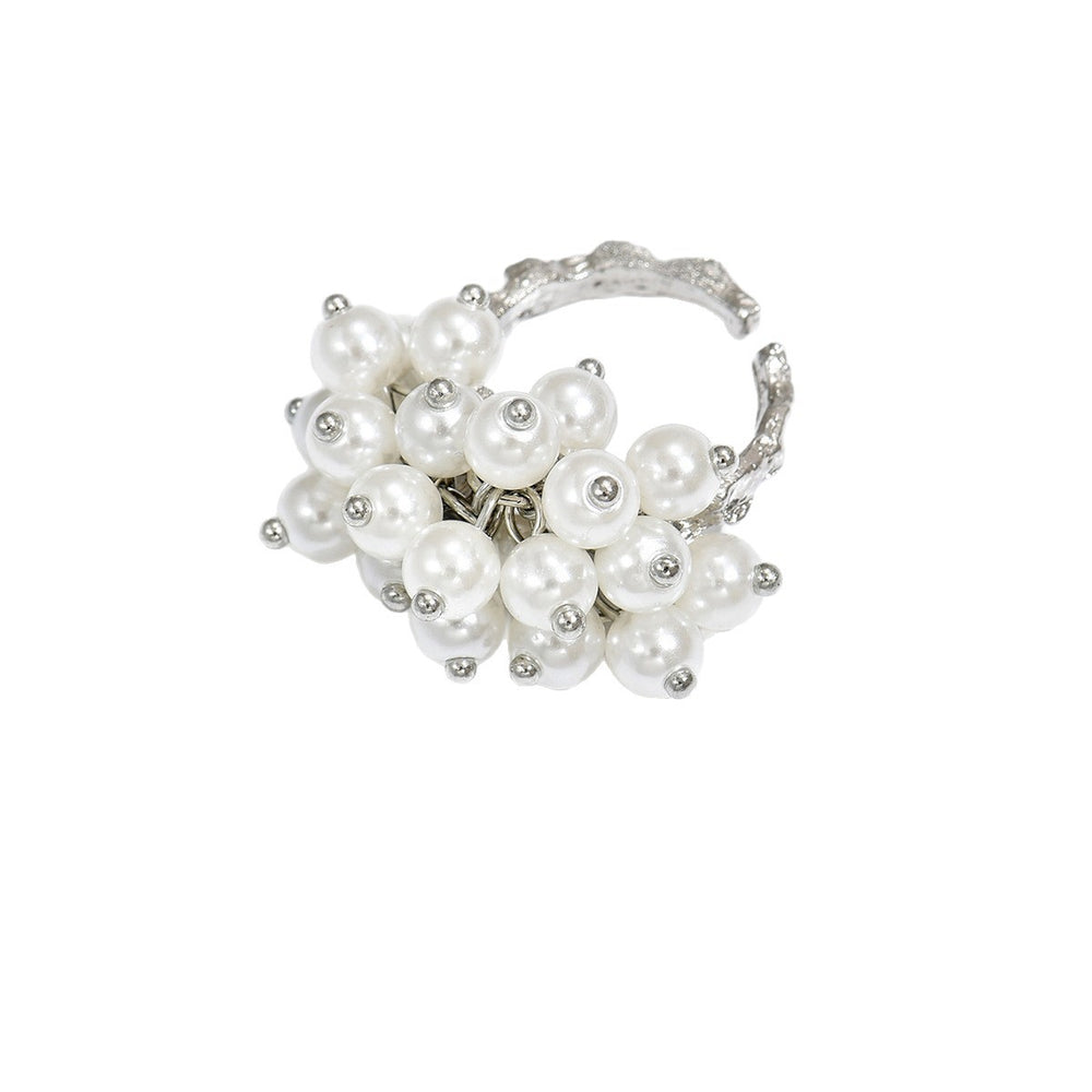Pearl ring wholesale: european and american cross-border new jewelry, women's niche design, high-end retro light luxury open ring