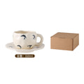Hand-painted ceramic coffee cup and saucer set - unique gift mug - creative niche gift - high-value handcrafted cup
