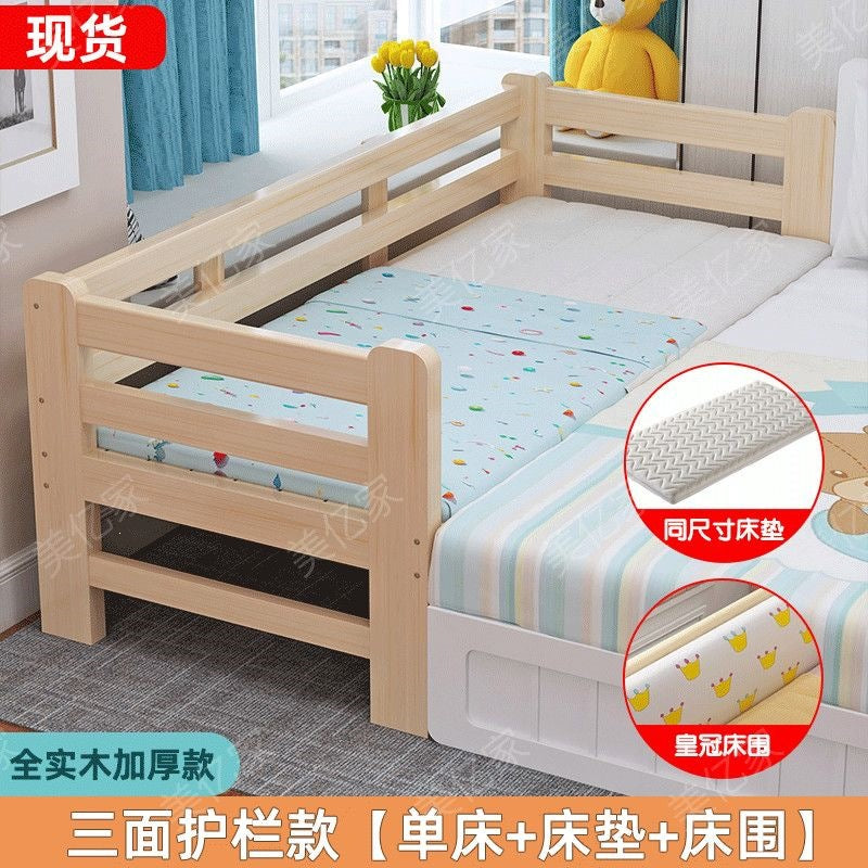 All solid wood patchwork bed kids bed solid wood crib thickened patchwork large bed kids patchwork bed available