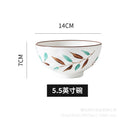 Nordic hand-painted leaf ceramic dinnerware set - includes plates, bowls, and dishes with handles for home use: dinner plates, vegetable plates, fish plates, noodle bowls, and snack dishes