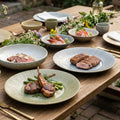 Vintage-inspired, rustic stoneware ceramic deep plate – perfect for restaurants and hotels. a high-end, visually appealing dish for desserts, soups, creative plating, steaks, and western cuisine