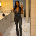 European and american style cross-border printed polka dot women's fitted fashion jumpsuit - swing neck sleeveless loose fit comfortable long romper