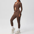 fashionpure color double-sided brushed tight sports yoga clothes three-piece set running fitness yoga clothes suit for women