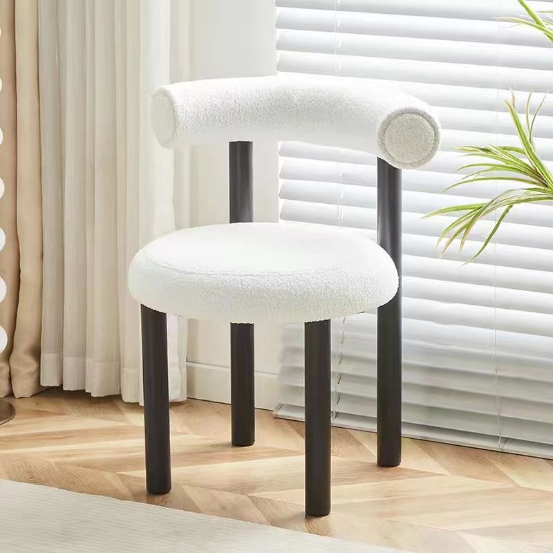 Influencer-approved bobo chair: comfortable home office computer chair, bedroom lambswool vanity stool, makeup chair, casual single sofa chair