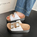 platform slides for women, summer outdoor wear, 2025 new birkenstock style, retro height increasing non-slip sandals, women's export