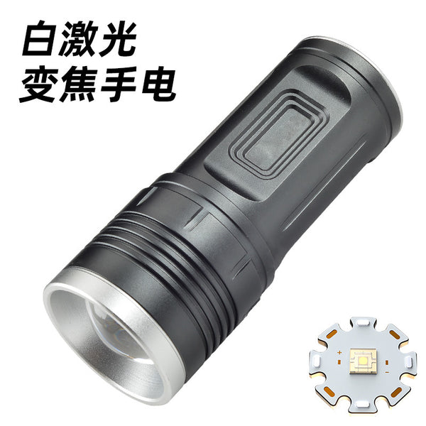 New small steel cannon strong light flashlight charging bright, portable multi-functional white laser led work lighting flashlight