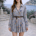 women's summer dress - european and american style export women's clothing - slimming a-line printed french dress with cinched waist
