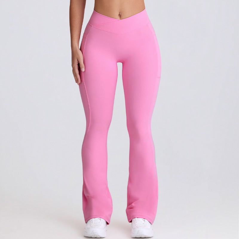 Seamless high-waisted yoga pants - tummy control, butt lift, flare leg, breathable, barely-there feel, pilates wide-leg yoga pants