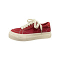 Bright red canvas sneakers for women, new autumn 2026 collection, versatile student shoes, women's chunky sole breathable lightweight niche skate shoes