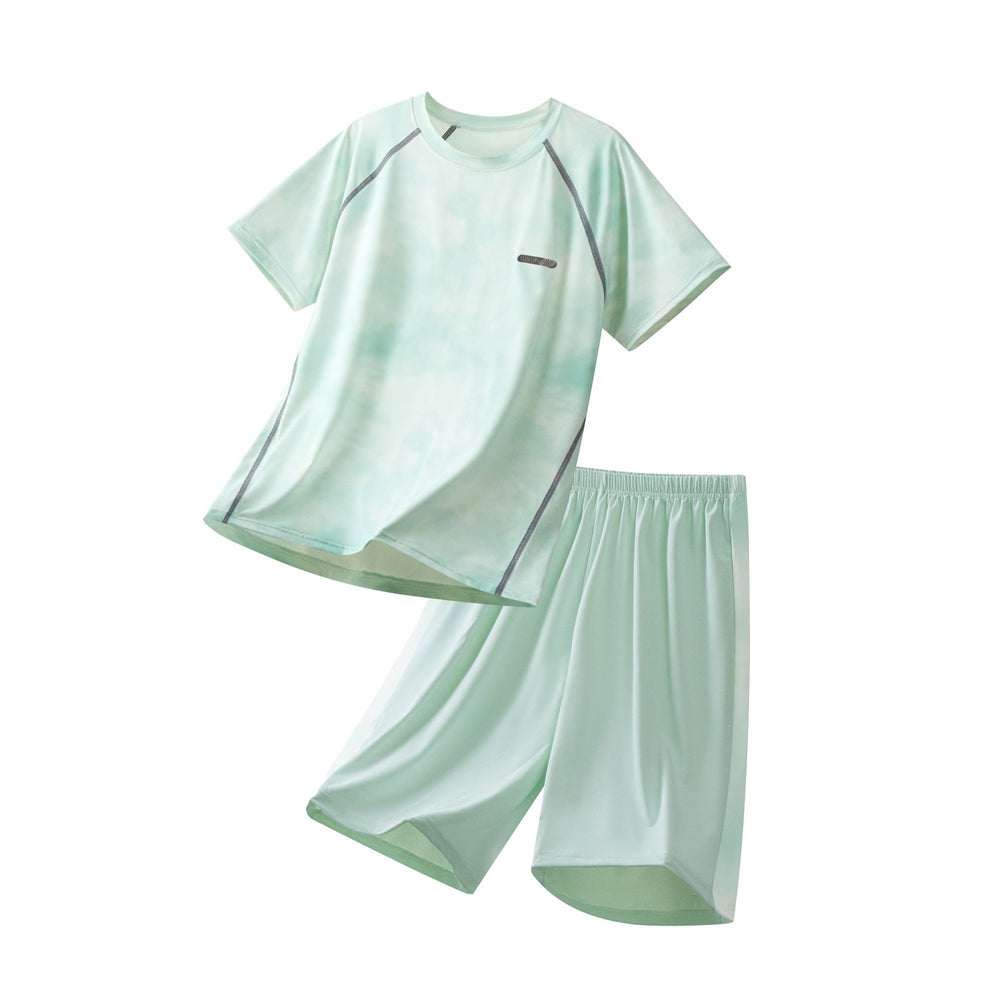 Kids'  summer outfit set: ice silk short-sleeve t-shirt and shorts - quick-dry two-piece tracksuit for youth basketball