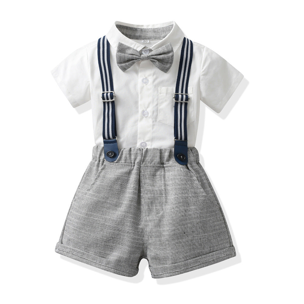Boys' summer outfit set: new stylish baby trendy fashionable shirt, short-sleeve children's shirt, summer boys' shirt