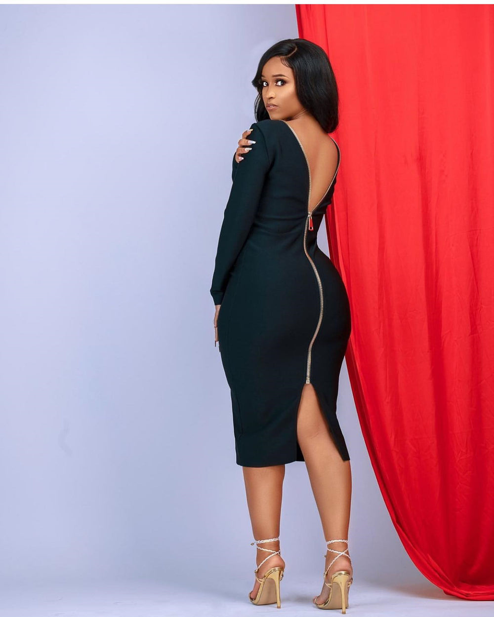new african cross-border fashion: women's long-sleeve, bodycon, professional-style dress