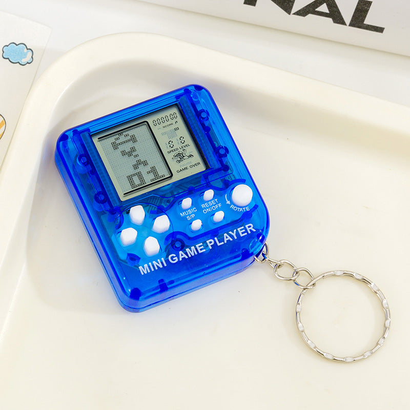 Pocket tetris game console - creative mini electronic game console keychain - nostalgic stress relief toy