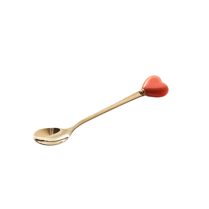 Luxury ceramic spoon stainless steel coffee spoon afternoon tea cake dessert spoon cross-border high-value small fork soup spoon