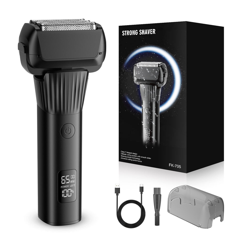 Wholesale floating five-blade aluminum foil electric shaver reciprocating washable digital display fast charging shaving razor cross-border