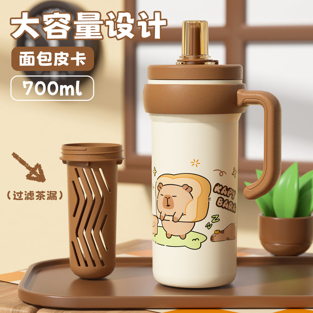 Capybara 316 stainless steel straw insulated tumbler - stylish design for women, perfect for office coffee and outdoor use