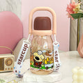 Summer new arrival: cute cartoon plastic water bottle for girls - stylish, portable, and perfect for students on the go!