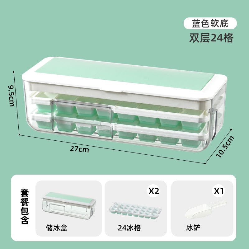 New push-button ice cube tray - easy release, home ice mold, ice storage, ice making box, ice cube maker, silicone ice tray